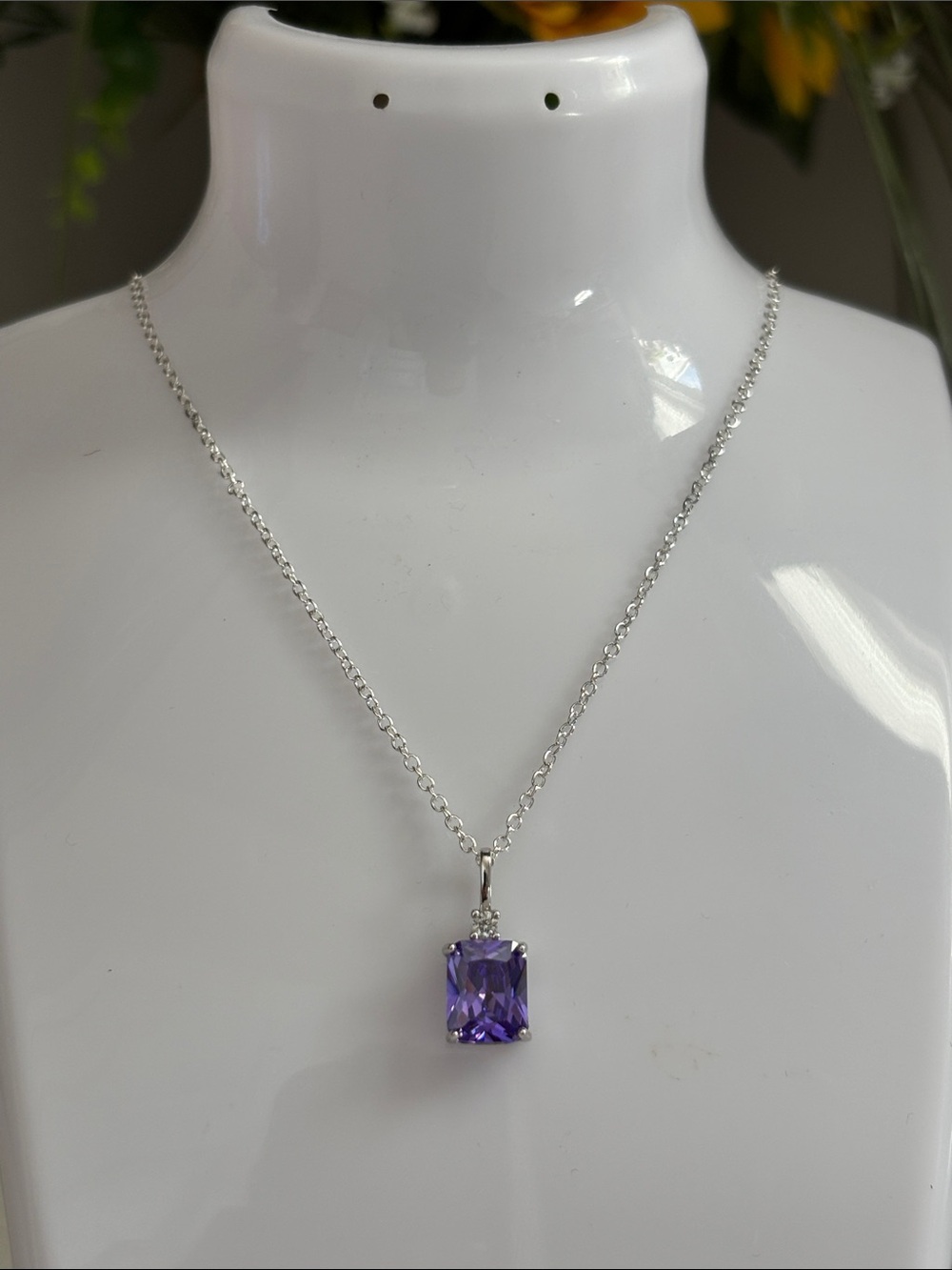 925 Sterling Silver Amethyst Pendant Necklace